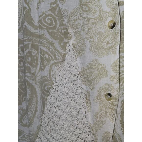 90's Vintage Button Up Vest Sz M Paisley Crochet Plaid Patchwork Boho Hippie - Picture 3 of 6